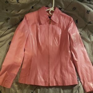 Pink real leather jacket
